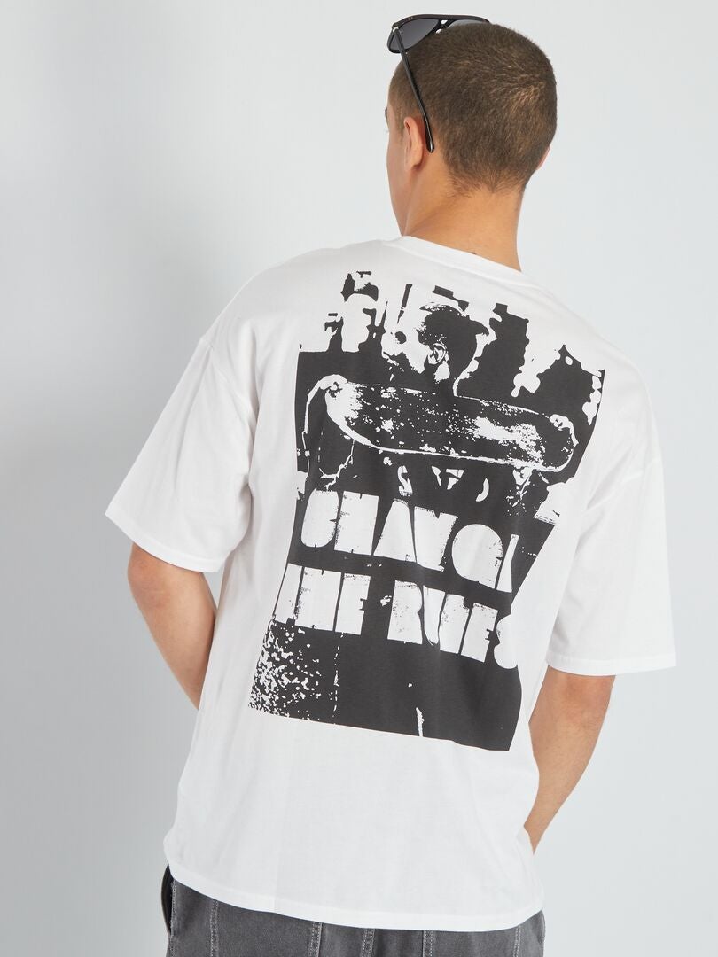Bedrukt T-shirt met korte mouwen - Wit