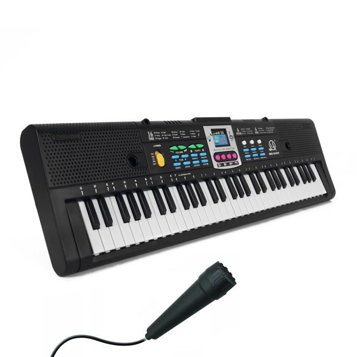 Clavier Électronique pour Enfants 61 Touches - Piano Numérique avec Microphone - Fonction USB - Instrument de Musique pour