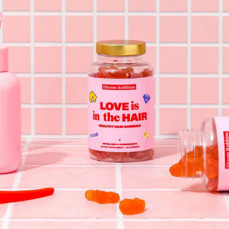 Bloom Robbins LOVE zit in het HAAR Gezonde haargummies voedingssupplement zachte kauwcapsules voor het haar