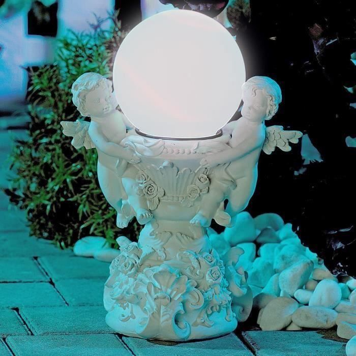 Decoración solar para jardín - Ángeles - Altura 24 cm - Poliresina - Iluminación LED - IP44