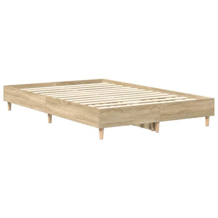 Estructura de cama individual - vidaXL - Roble Sonoma - Madera maciza - 193x123x25 cm - 120x190 cm - Base de láminas - Individual