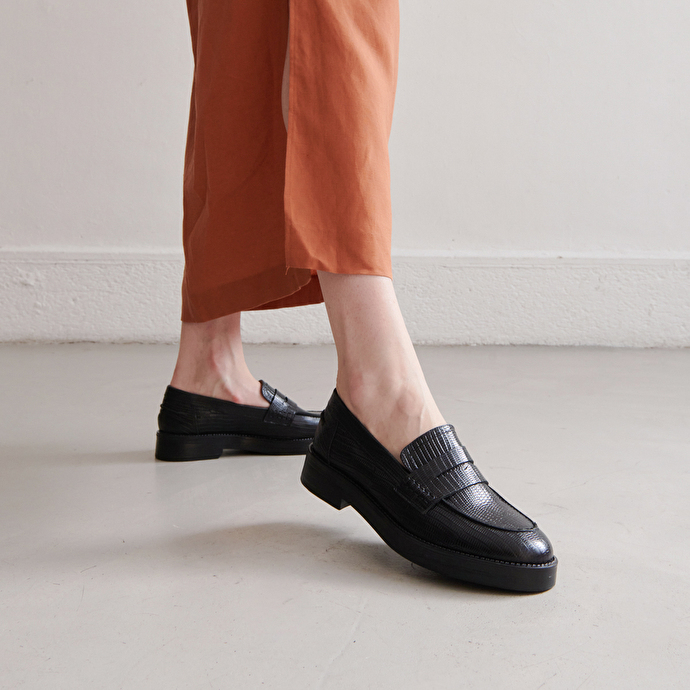 Mocassins  en cuir reptile noir