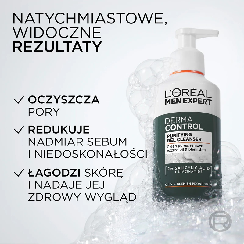 L'Oréal Paris Men Expert Derma Control tīrīšanas gels ar niacinamīdu
