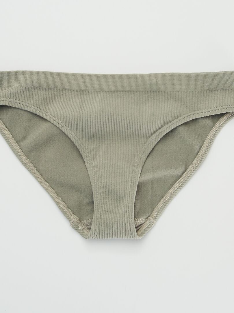 Set van 2 'Envie de Lingerie' geribbelde gebreide slips - KAKI