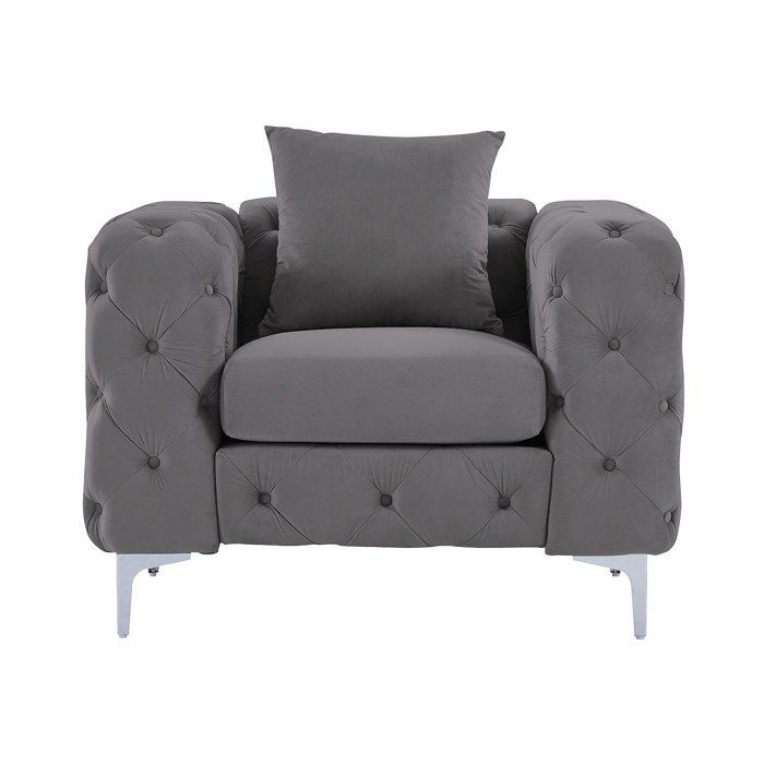 EDWINA 3-zitsbank en fauteuil in antracietkleurig fluweel