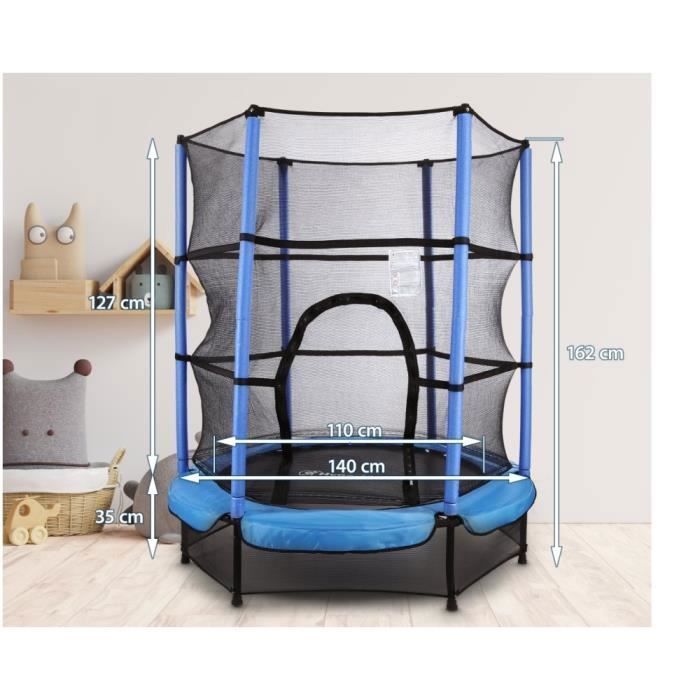 Children's Trampoline (Ages 3-6) - HyperMotion - Ø 140cm Height 162cm - Safety Net, Zipped Opening, Springs - Indoor/Outdoor