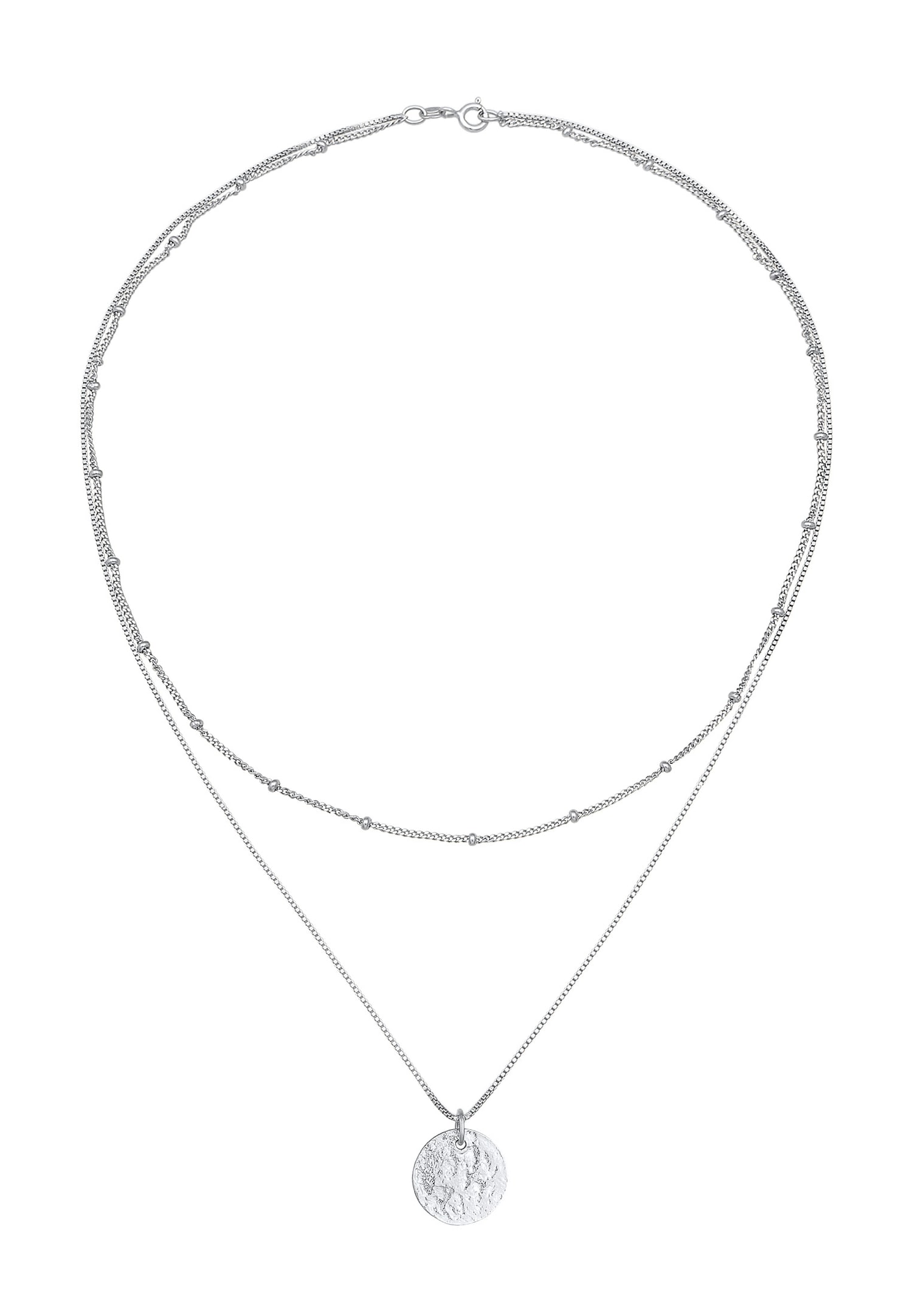 Elli Femmes Boule Plaquette Pendentif Martelé Couches de 2 en Argent Sterling 925