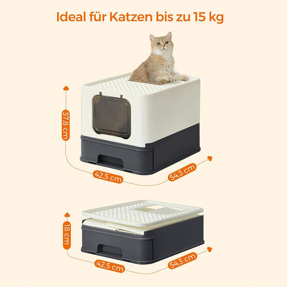 Cat litter box with scoop, anthracite