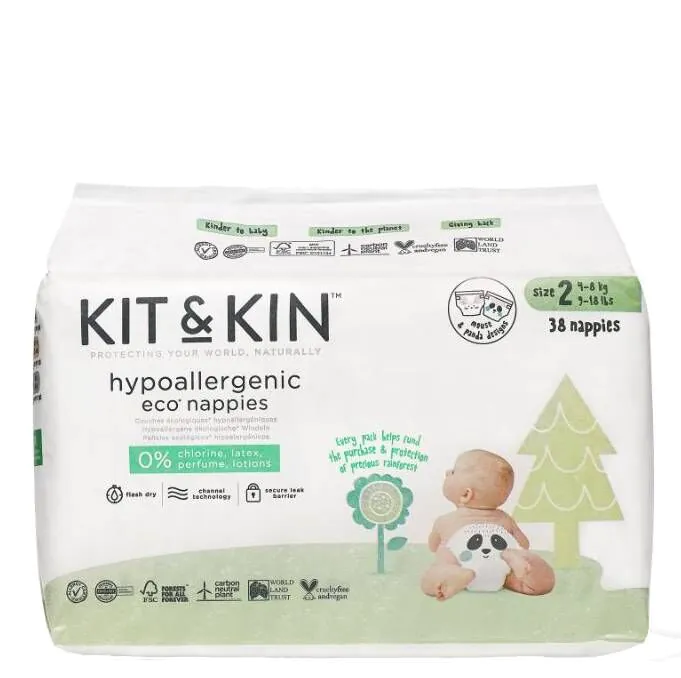 Kit And Kin Biodegradowalne Pieluszki Jednorazowe Rozm. 2 Midi Myszka/Panda