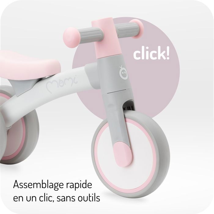 MoMi TEDI – Draisienne Bébé sans Pédales – Ultra Légère 1,35 kg – Cadre Aluminium – 1 à 3 Ans – Rose