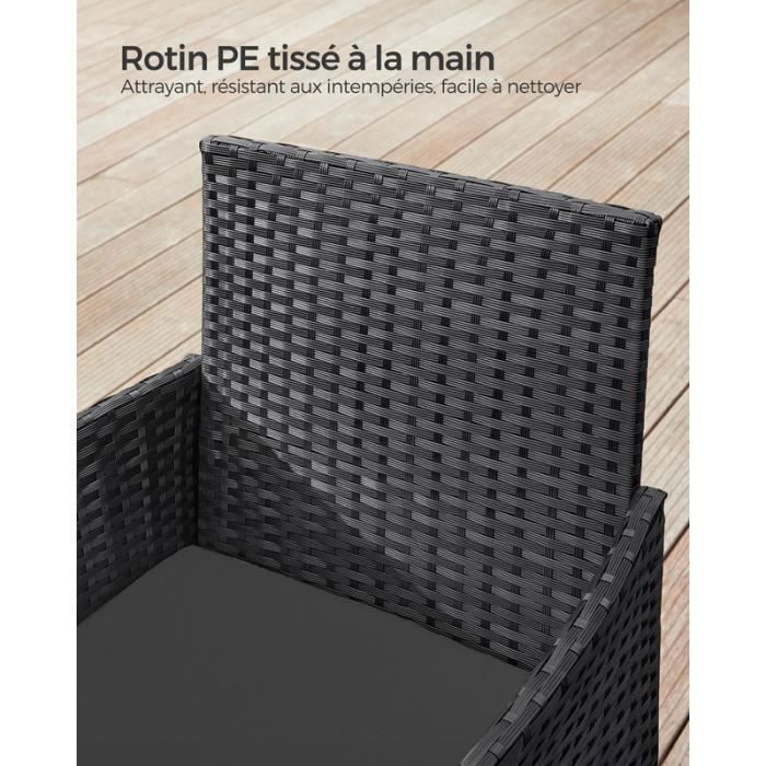 Set tavolo e sedie da giardino - SONGMICS - Nero e grigio - Superficie in tessuto PE