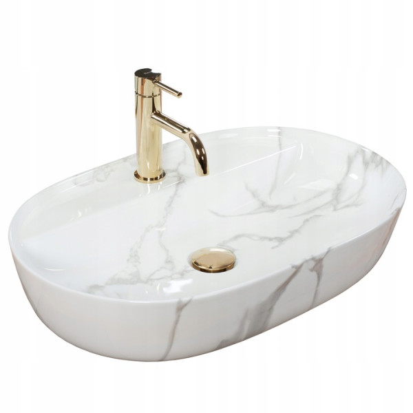 Umywalka Ceramiczna Nablatowa Rea Aura 61 Marmo Shiny