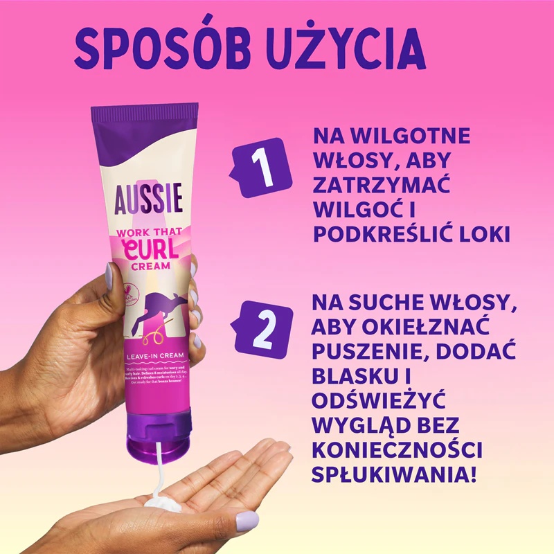 Krema brez izpiranja Aussie Bouncy Curls Work That Curl za kodraste in valovite lase