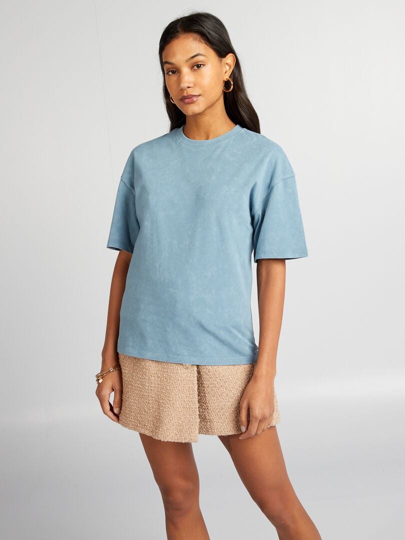 Losvallend T-shirt met vervaagd effect - BLAUW