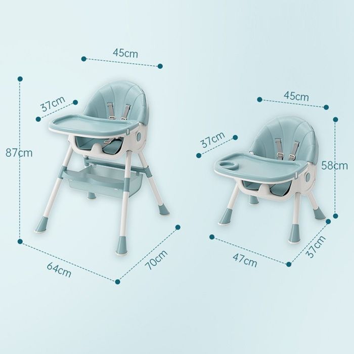 MIPAN.Seggiolone per bambini - Pieghevole - Regolabile - Reclinabile - 64x70x87cm - Seggiolone convertibile per bambini - Seggiolone ergonomico per bambini - Blu