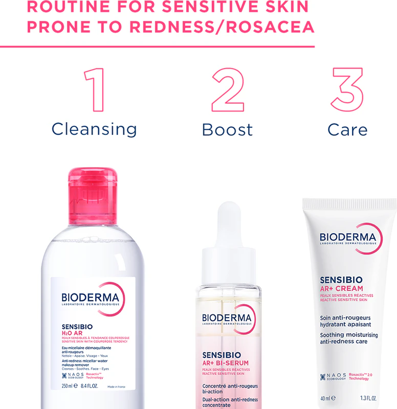 Água micelar Bioderma Sensibio H2O AR para pele sensível com tendência a manchas.