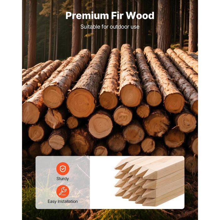 Pali per recinzione - DUOKU - Confezione da 20 - Legno di abete - Appuntiti - 25,4 x 25,4 x 304,8 mm