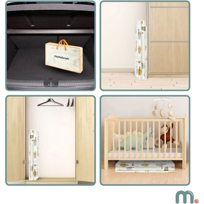 Alfombra de juegos de espuma para bebés Mamabrum, 180 x 120 cm, doble cara, fácil de limpiar, impermeable, plegable con bolsa de almacenamiento.