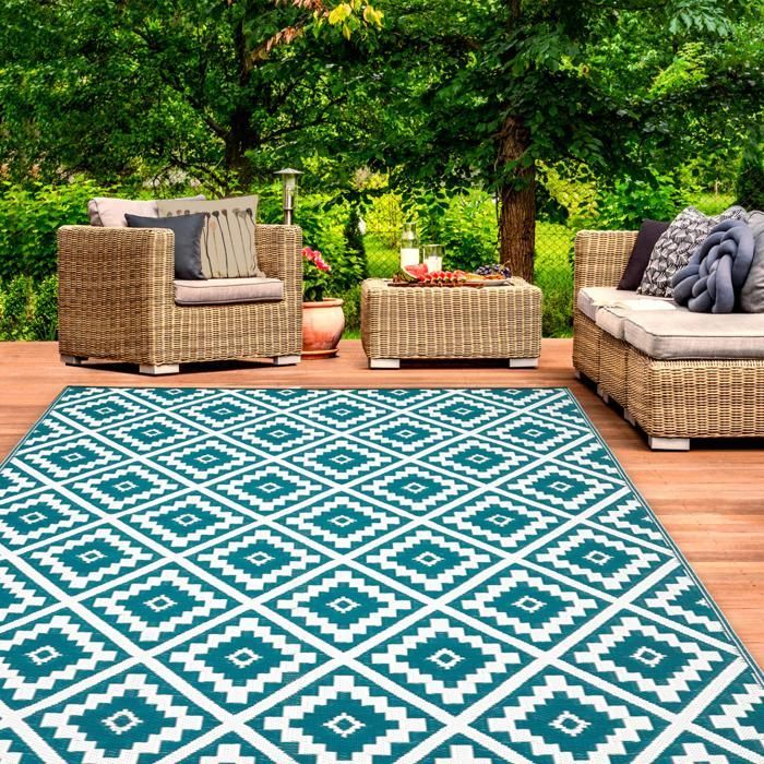 IDMARKET Tapis extérieur BAHAMAS bleu canard 180 x 280 CM