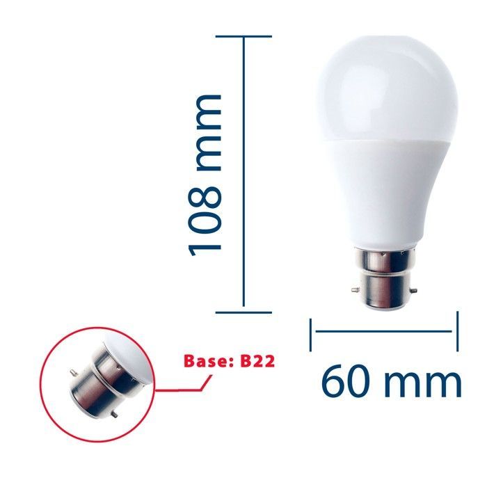 Lampadina LED SMD, standard A60, 9W / 820lm, attacco B22 (Francia), 3000K