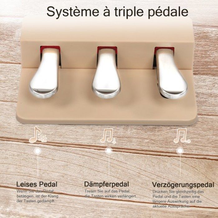 ALIGHTUP - Teclado de 88 teclas con acción de martillo estándar, piano eléctrico con soporte metálico y acabado en madera natural.