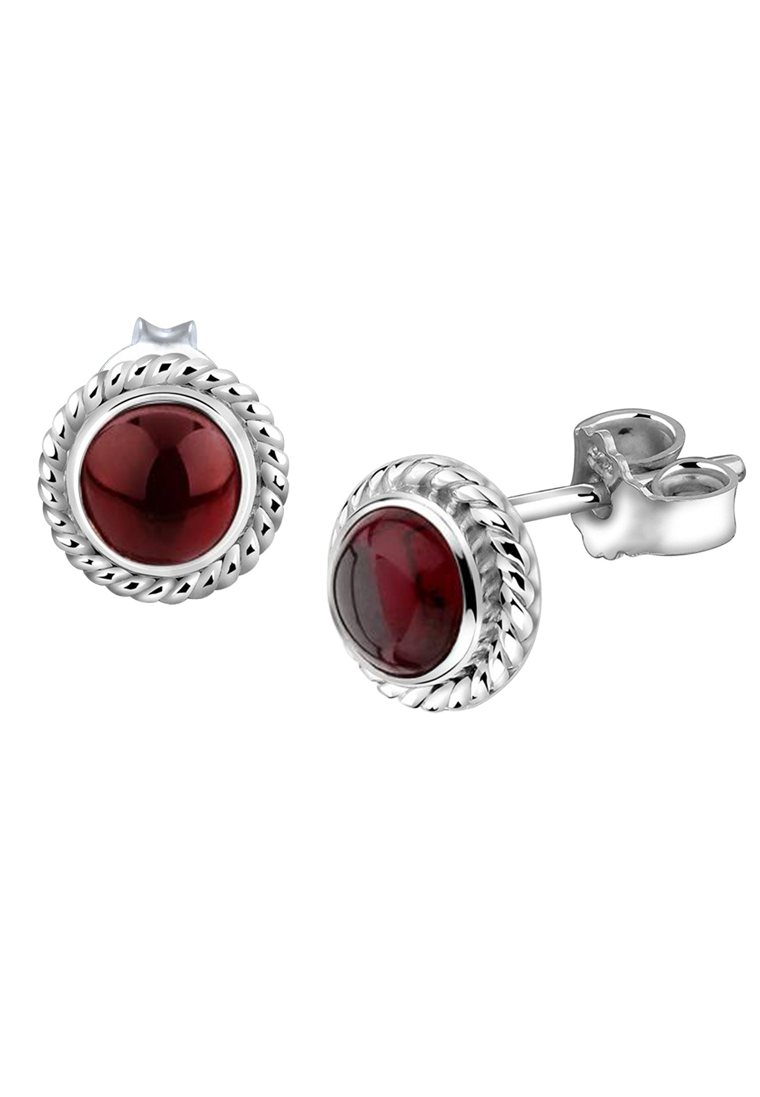 Nenalina Femmes Clous d'oreilles Argent faites à la main et serties d'un véritable grenat précieux - 222999-001