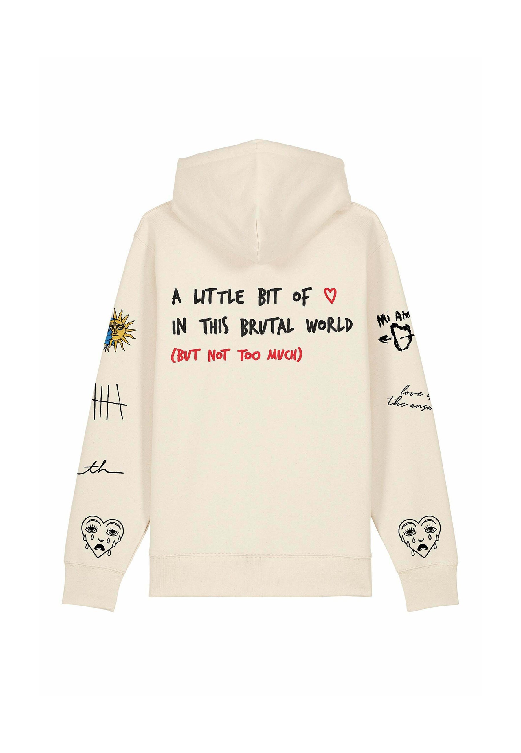 Mira Paris BRUTAL TATTOO EMBROIDERY UNISEX Sweatshirt met rits - gebroken wit