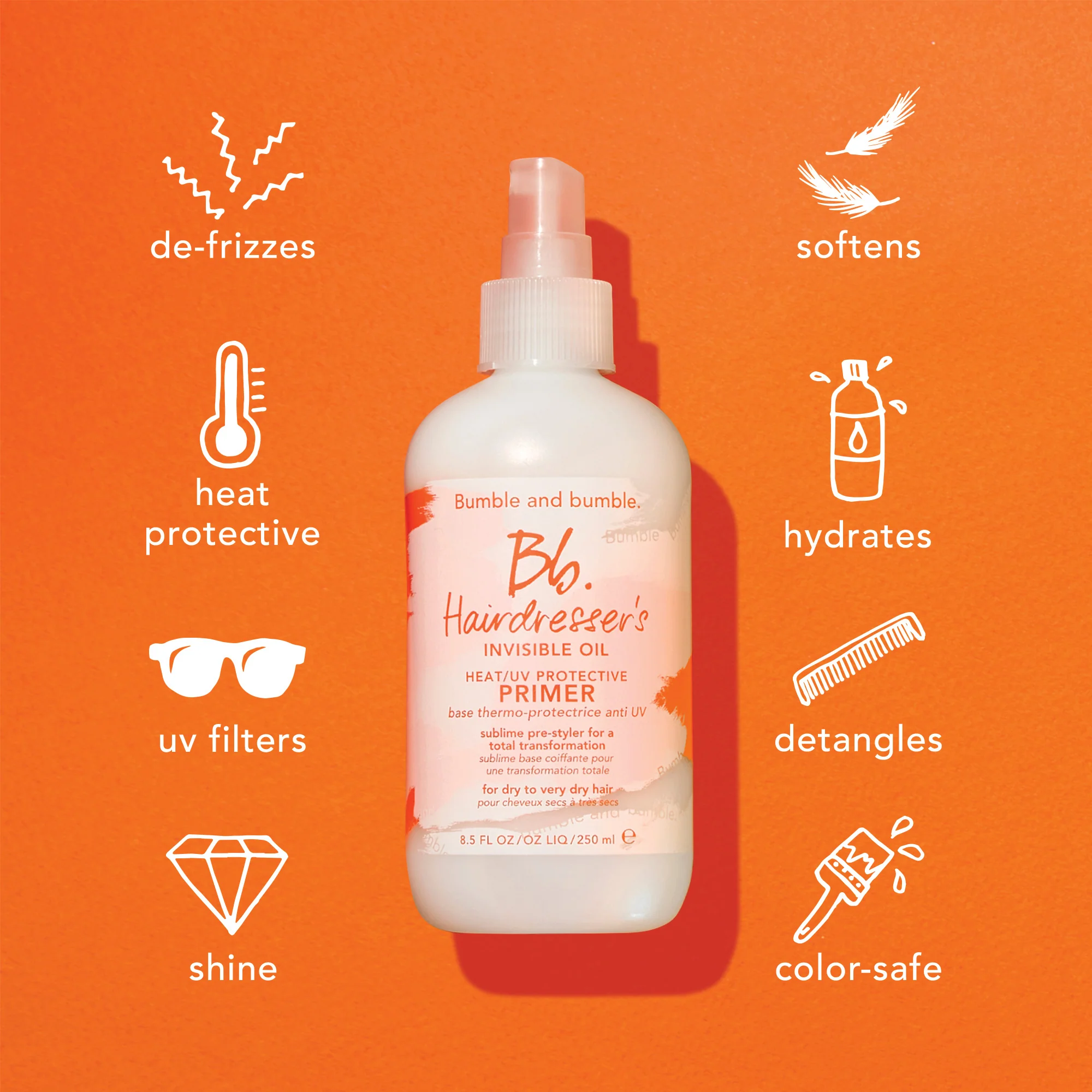 Hairdresser's Invisible Oil Heat/UV Protective Primer - Spray Capelli Styling & Finish, Spray Termo Protettivo