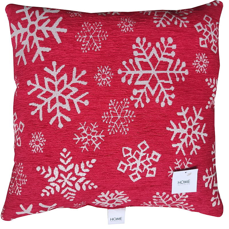 Hemkudde 45x45 cm röd snöflinga