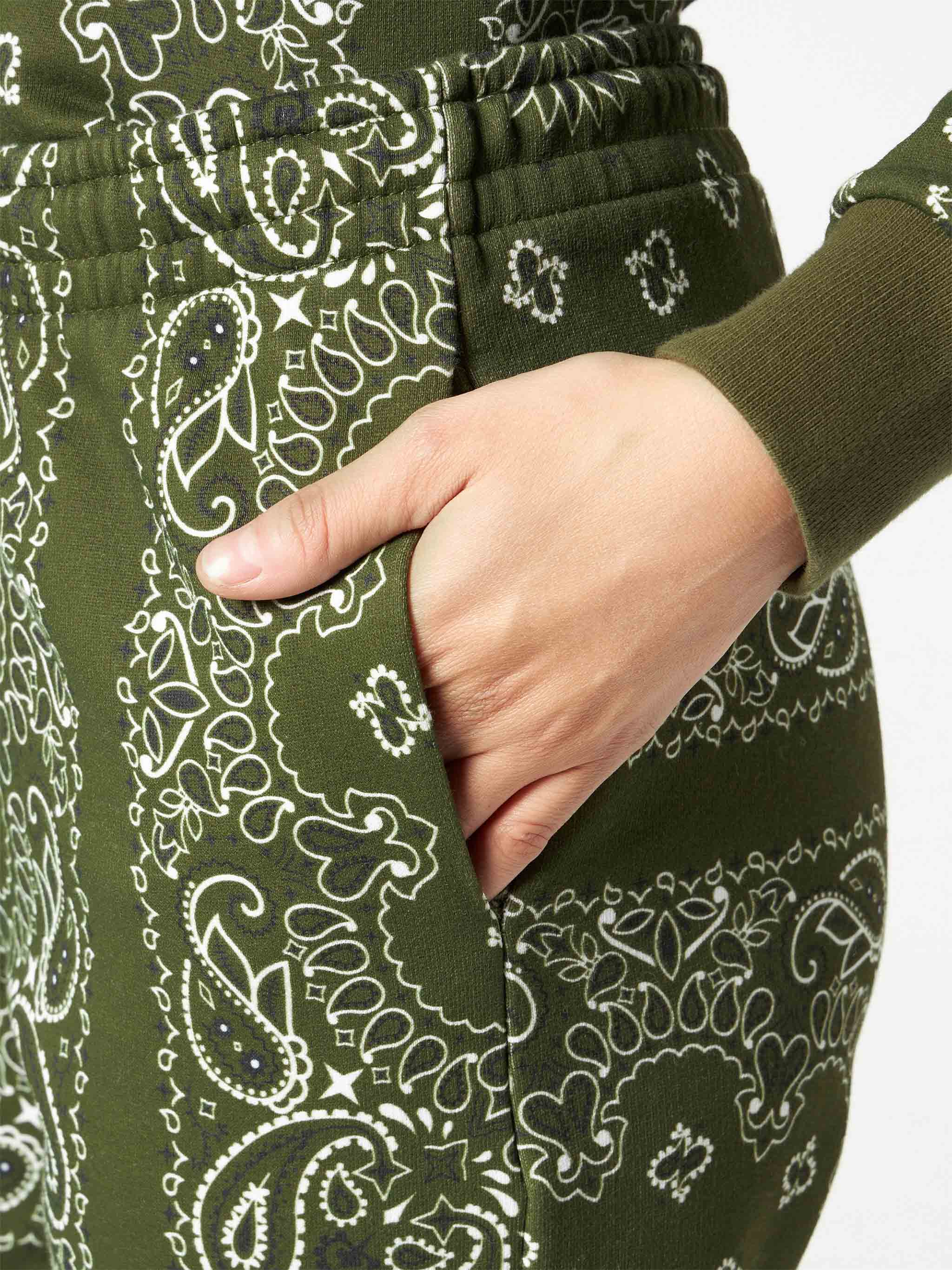 Damesjoggingbroek met groene bandana-print