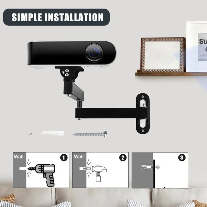 Soporte para proyector independiente ZGEER - Compatible con enchufes de 1/4 de pulgada - Plegable - Rotación de 360° - Inclinación de 90°