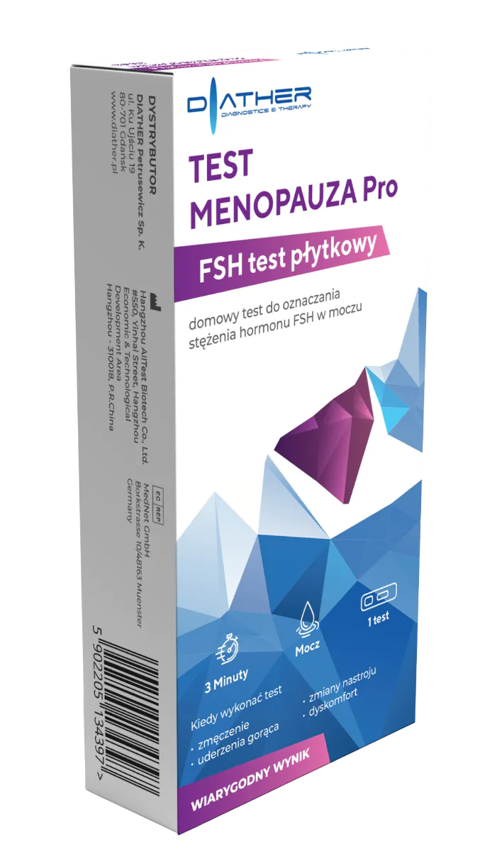 Diather Test Menopauza Pro,Domowy test do oznaczania stężenia hormonu FSH w moczu