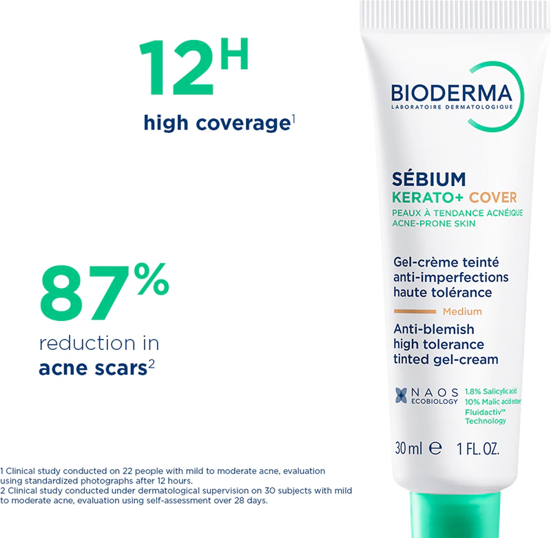 Bioderma Sébium Kerato+ Cover creme tonificante matificante para imperfeições da pele com tendência acneica