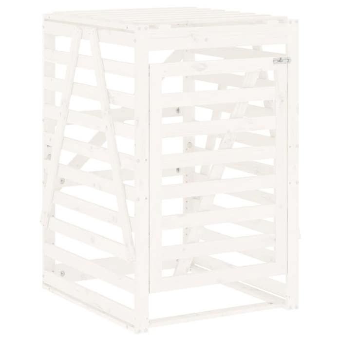 Cache Poubelle/ Abri pour poubelle sur roulettes - VIDAXL - blanc bois massif de pin CC6783815