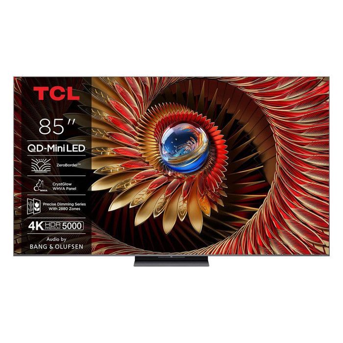 TCL 85Q8C — TV 85'' QD‑Mini LED 144 Hz, 4500 nits, contraste 1:45 000 000, Noir