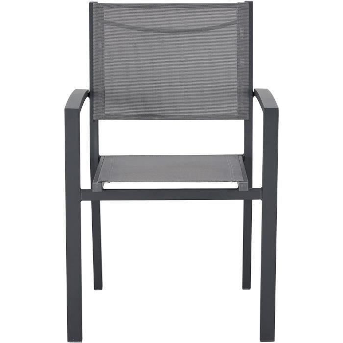 Ensemble repas de jardin 6 à 8 personnes : Table extensible 180-240 cm + 2 fauteuils + 6 chaises - Gris