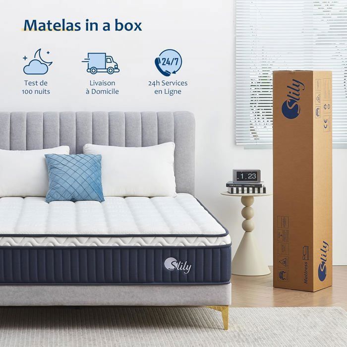 Materasso slimy 160x200, spessore 30 cm, ibrido con molle insacchettate indipendenti e memory foam con gel, certificato Oeko-tex.