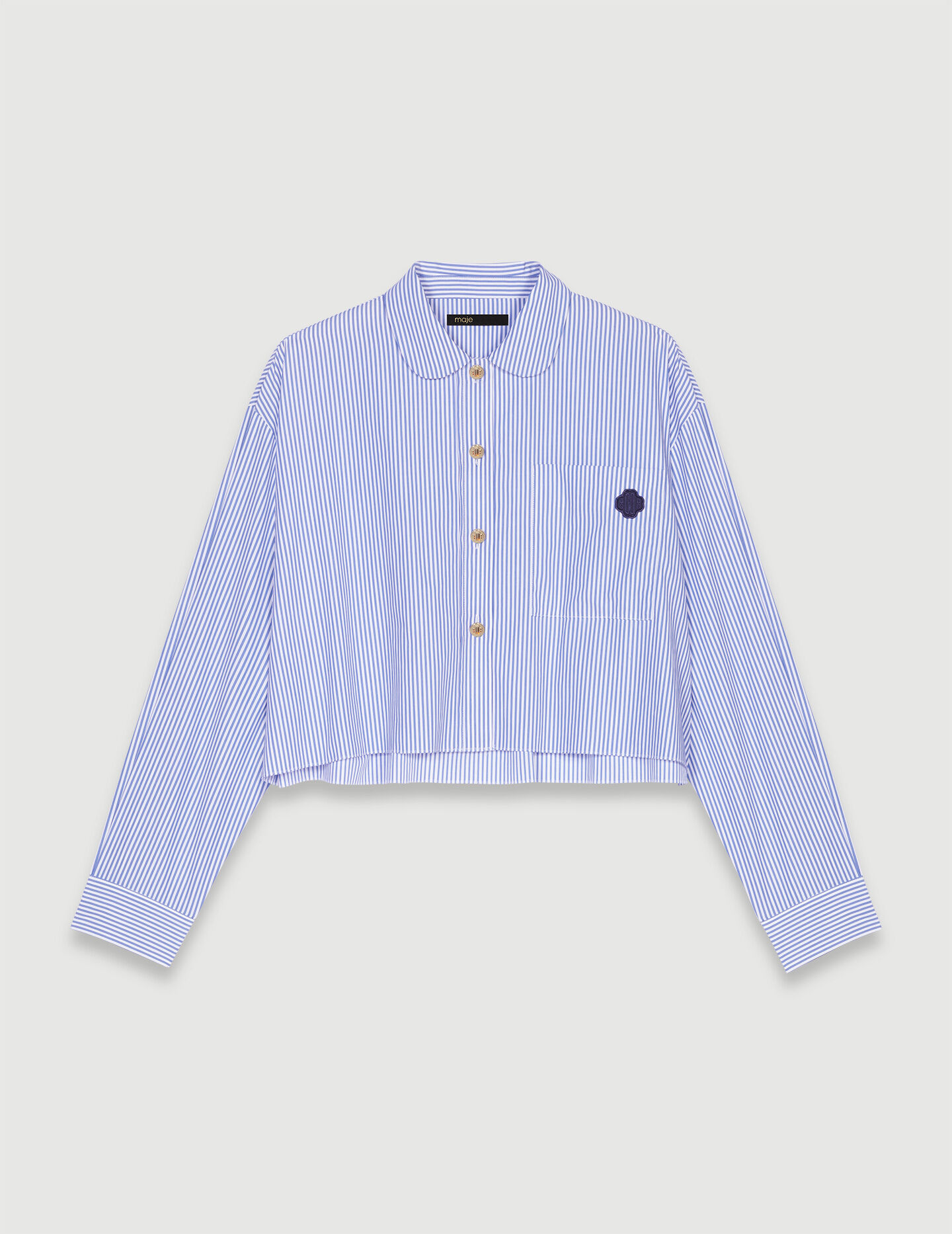 Gestreept cropped shirt - Blauw