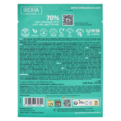 Iroha Nature ogljena maska za obraz za razstrupljanje in hidratacijo 23 ml 23 ml