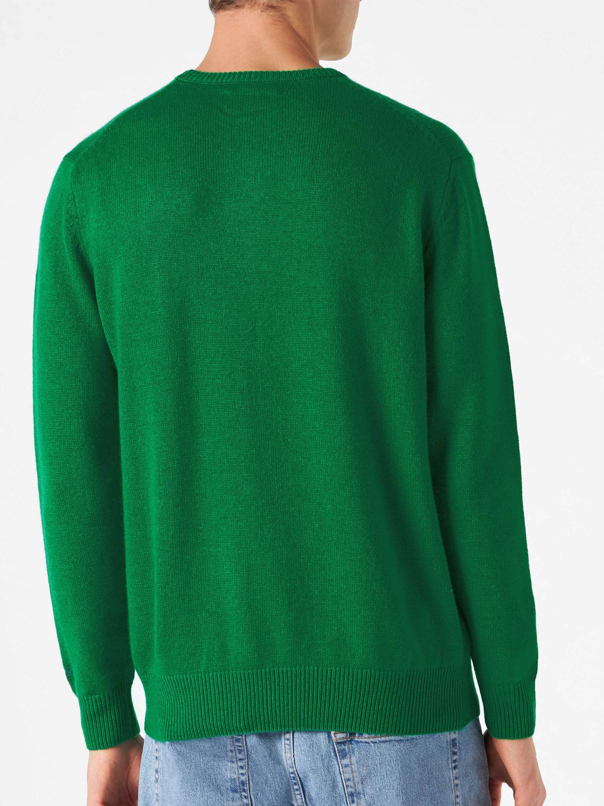 Maglione da uomo verde con ricamo Tequila solves everything