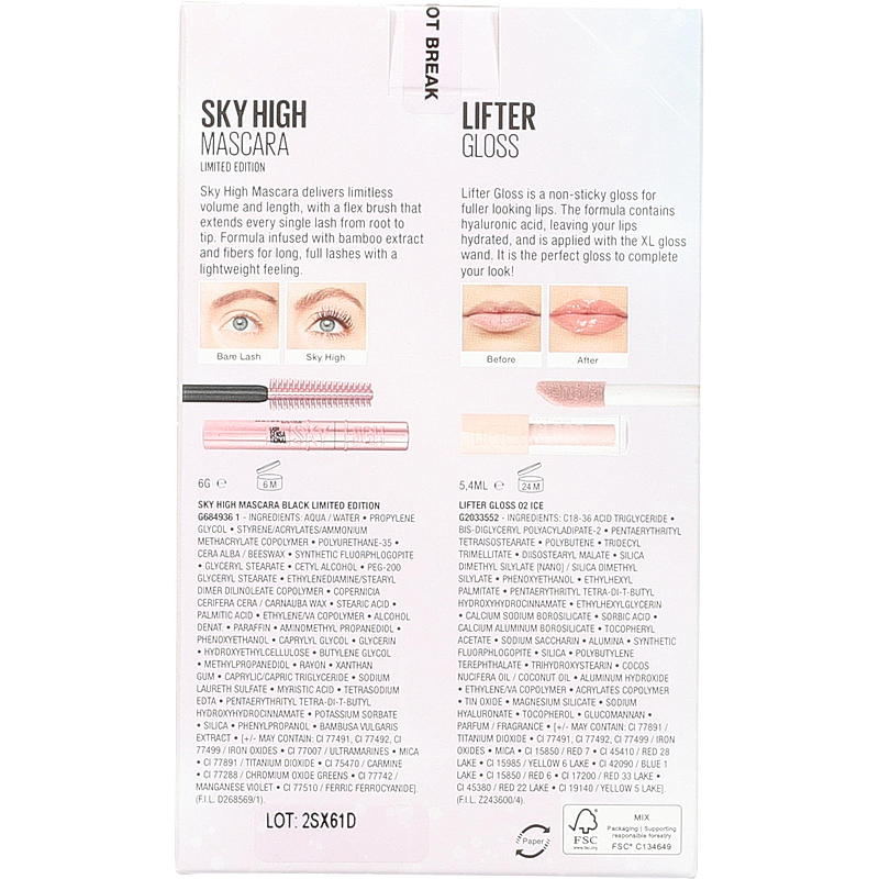 Cofanetto regalo Maybelline, lucidalabbra Maybelline Sky.