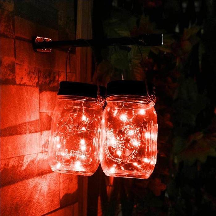 Luces solares para macetas Mason, paquete de 3, luces decorativas para macetas Mason, lámpara de araña solar de hadas de 20 LED, ideal para la boca