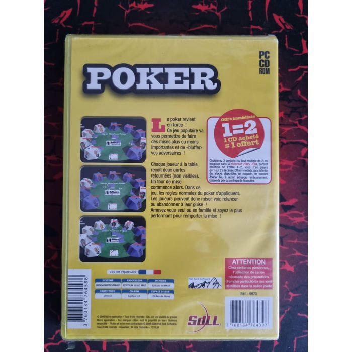 Jeu PC – Poker Millésime 2007 – Simulation de Poker – PC CD-ROM – Français