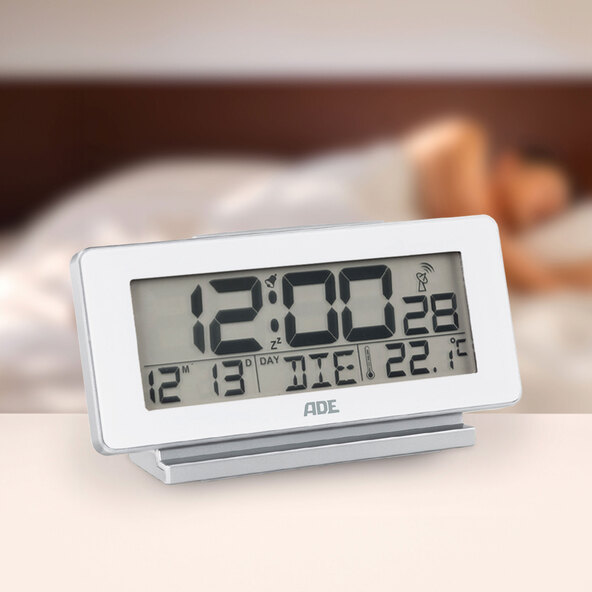 Digital DCF radio alarm clock, white