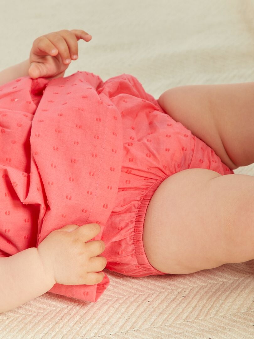 Vestido de voile de algodão + calcinha - 2 peças - ROSA