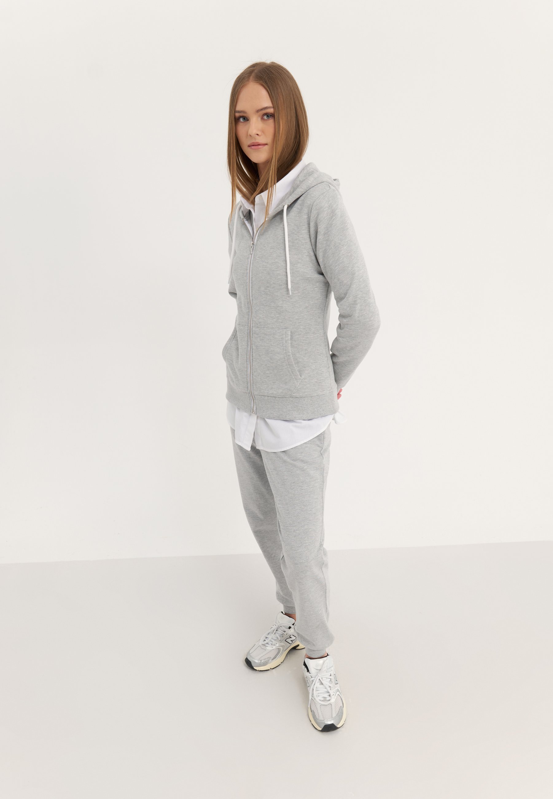 Even&Odd sweatshirt met rits - gemêleerd lichtgrijs