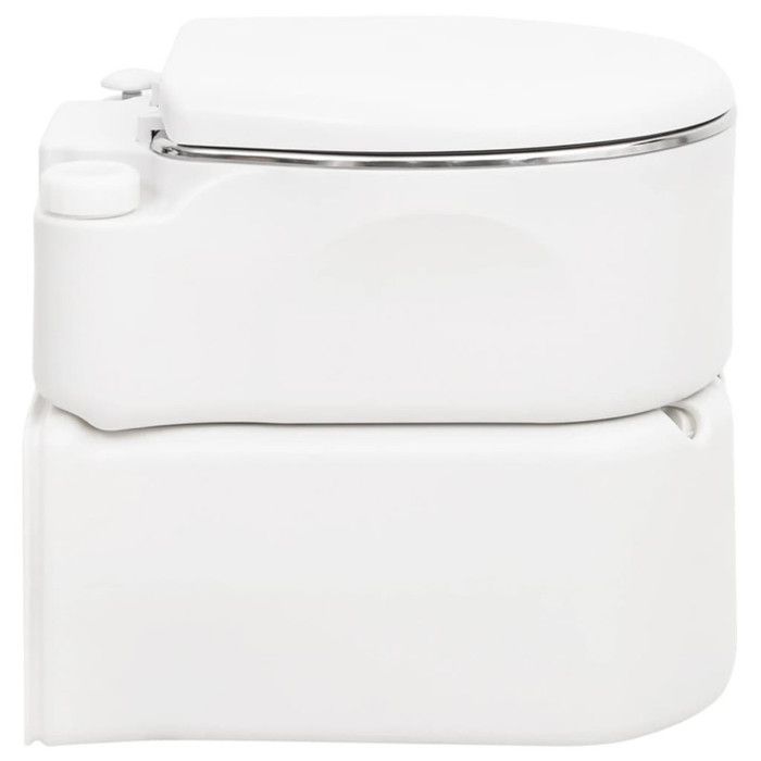 Inodoro portátil integrado para camping, blanco, 24+17 L, HDPE y acero.