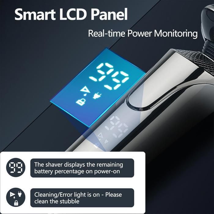 5-in-1 elektrische scheerapparaat voor mannen met led-display, draadloze baardtrimmer, IPX6 waterdichte haartrimmer