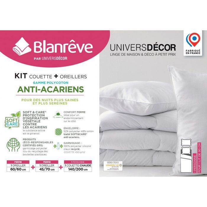 Juego de edredón Blanrêve Extra Cálido 140 x 200 + Almohada 60 x 60 + Almohada 45 x 70 