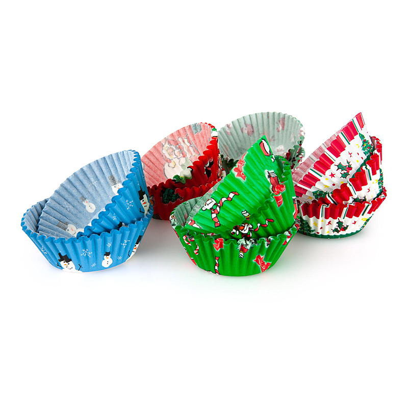 Confezione da 50 muffin con decorazioni natalizie.